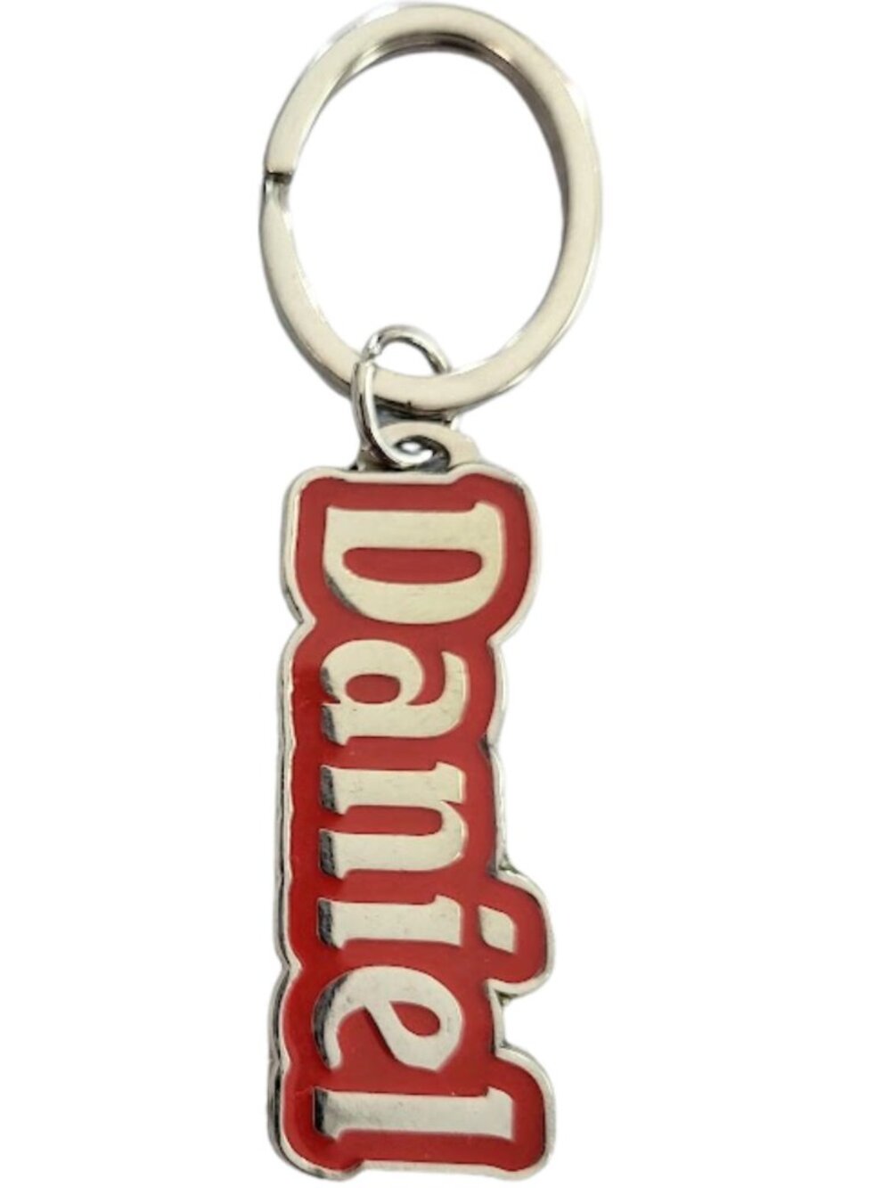SWIBCO NW0T Red & Silver Galaxy Keychain Silver Metal Personalized Name DANIEL